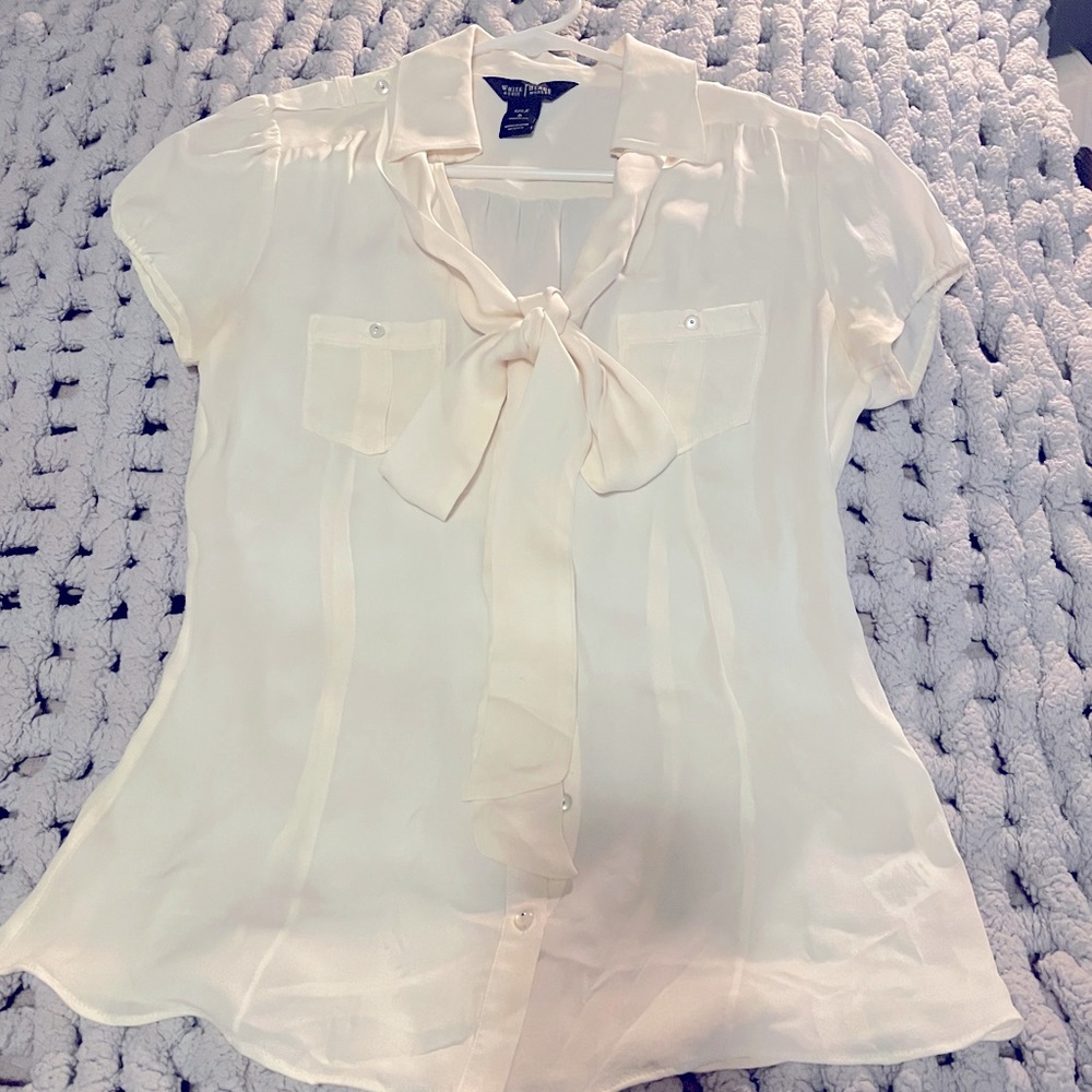 Ann Taylor silk short sleeve business blouse